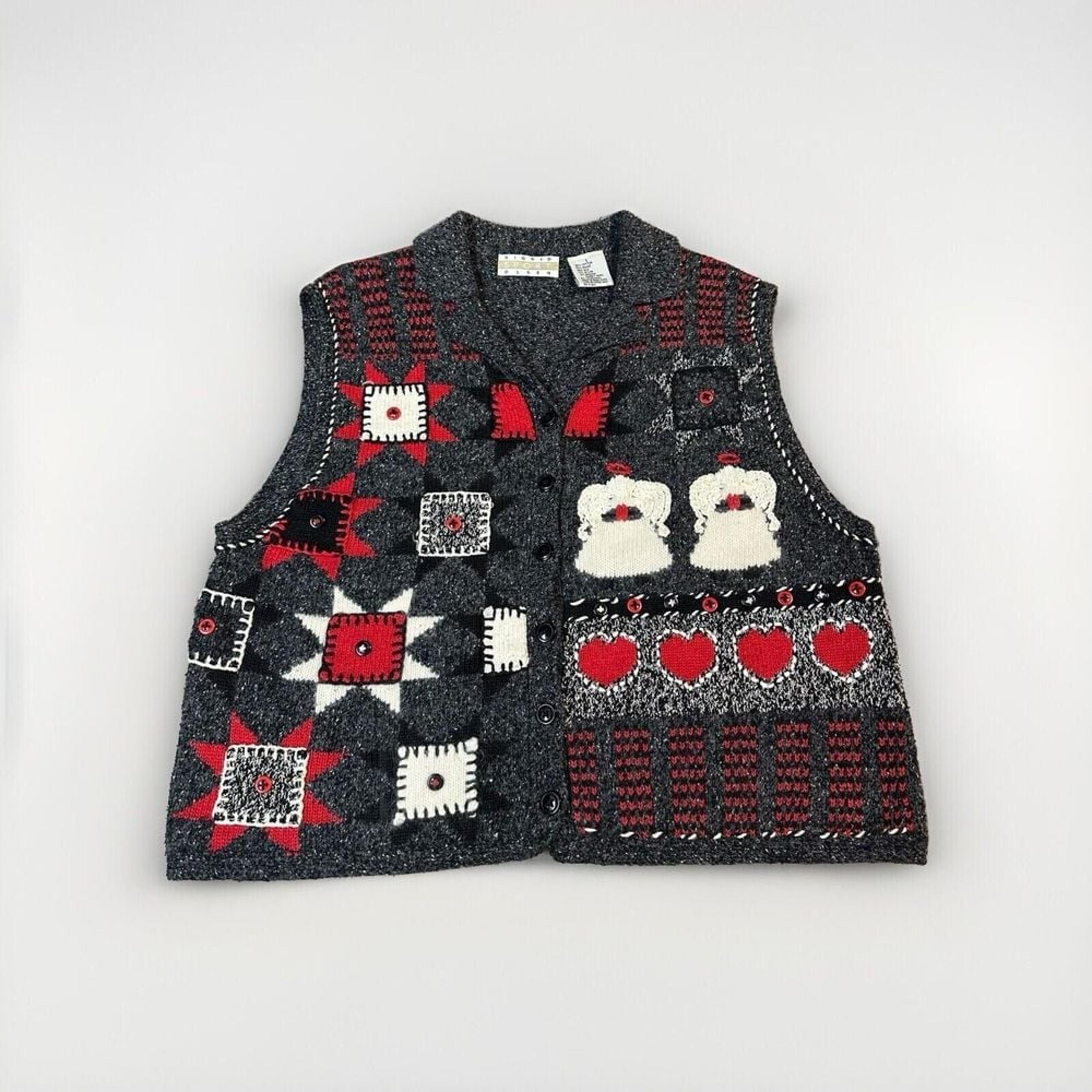 Vintage Sigrid Olsen Sport Christmas Sweater Vest Women's Size Large Angora Wool