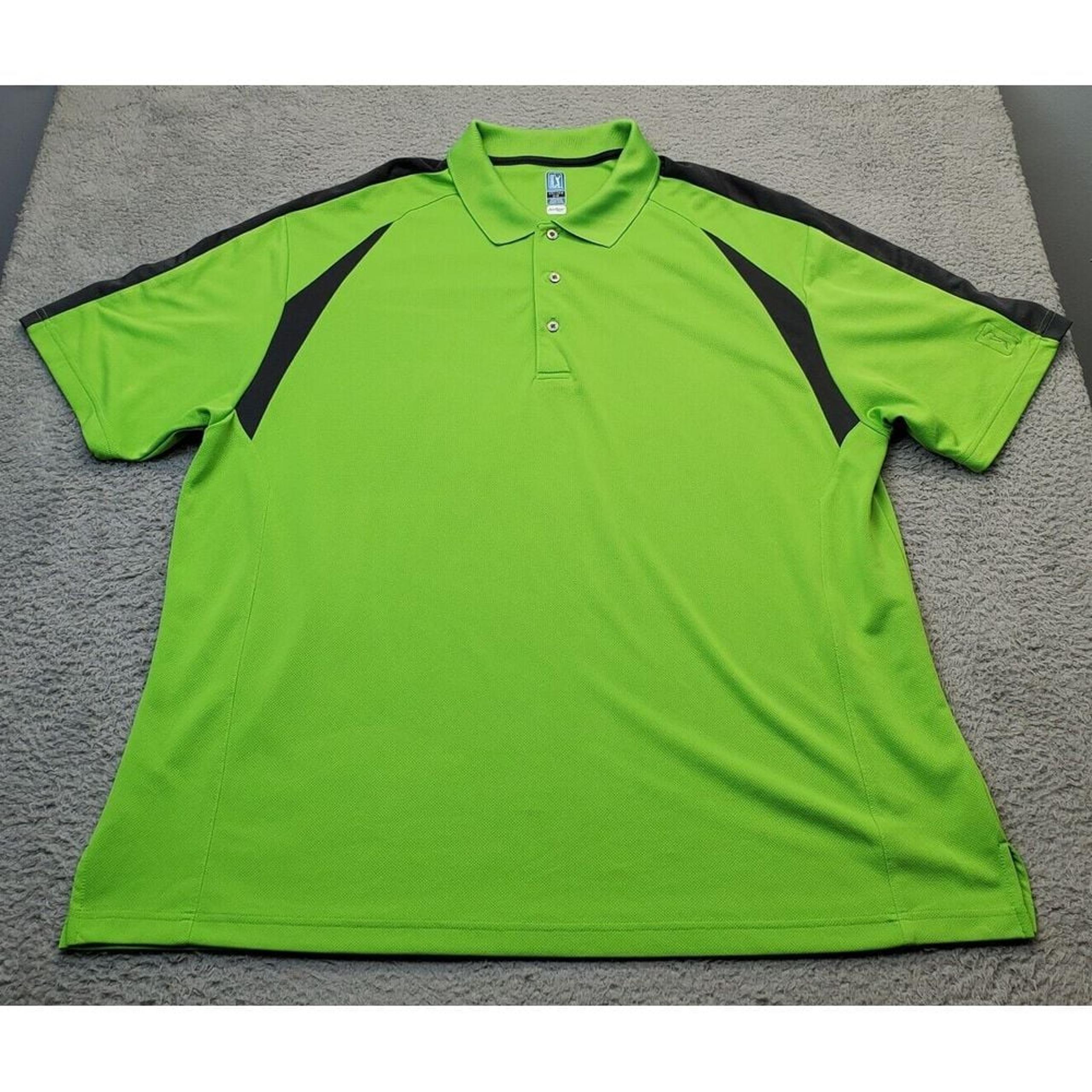 PGA TOUR Polo Shirt Women's 3XL Green Airflux Short Sleeve Collared Button Front