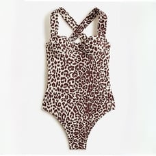 J. Crew Ruched-cup one-piece in leopard print size 20