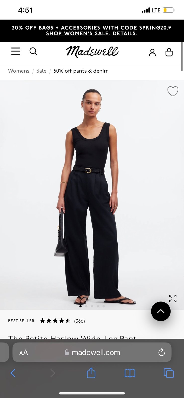 MADEWELL The Harlow Wide-Leg Pant Petite Black NEW pants NH266 sz P8