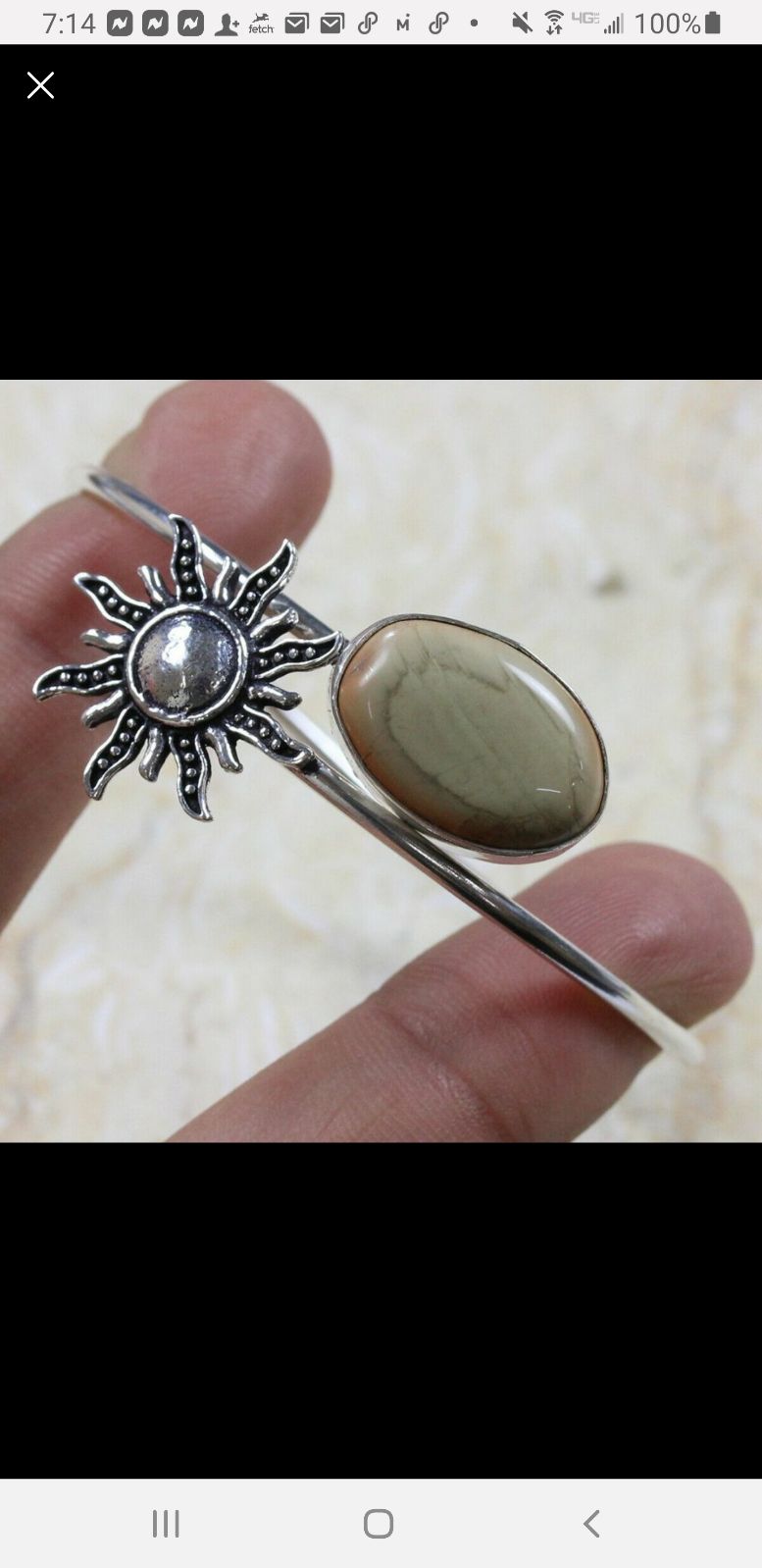 Handmade Imperial Jasper 925 Sun Bangle