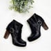 COLICO Chunky Black Leather Heeled Booties Size 38 1/2