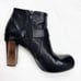 COLICO Chunky Black Leather Heeled Booties Size 38 1/2