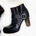 COLICO Chunky Black Leather Heeled Booties Size 38 1/2