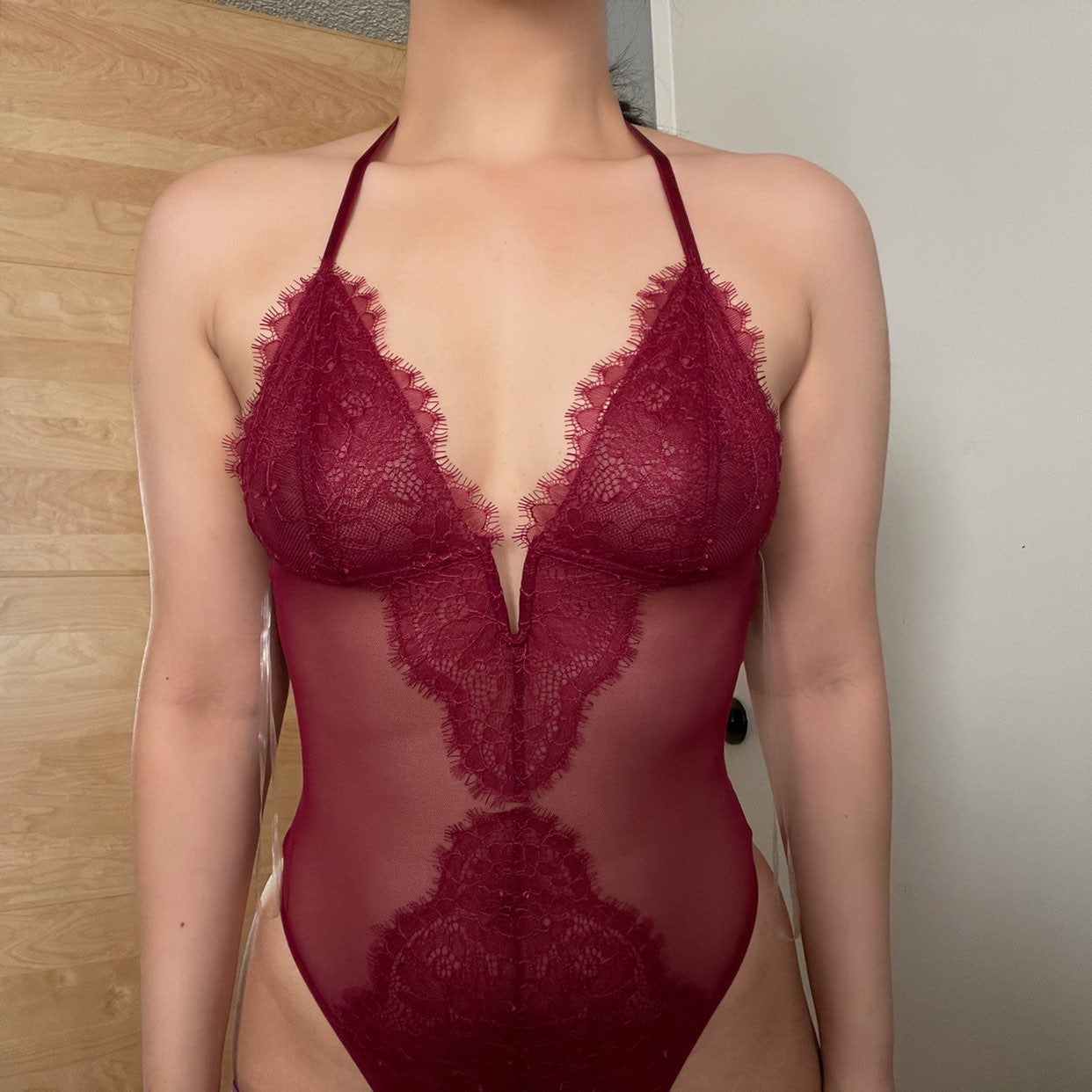 NWT Victoria’s Secret lace bodysuit Wine