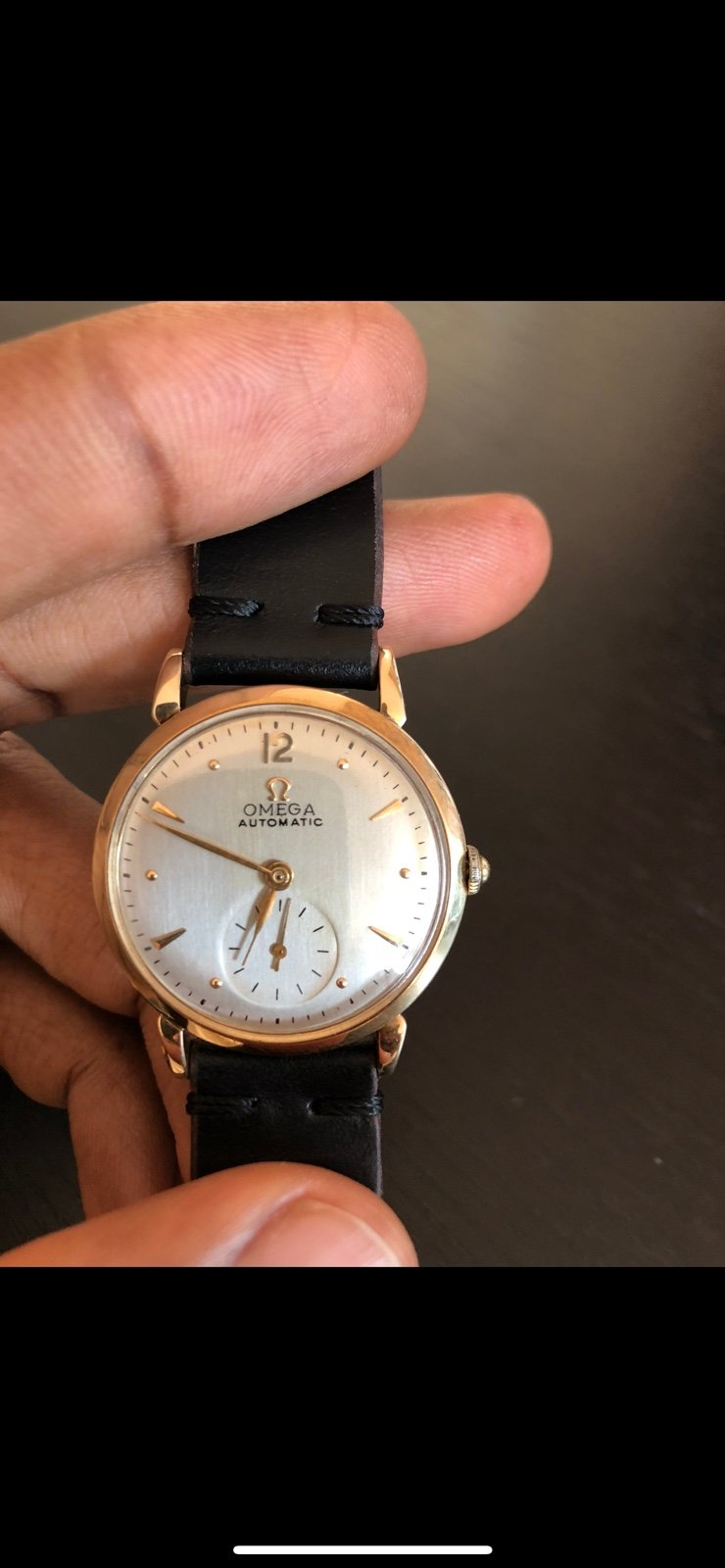 OMEGA BUMPER AUTOMATIC 14k SOLID YELLOW GOLD 1944 WATCH