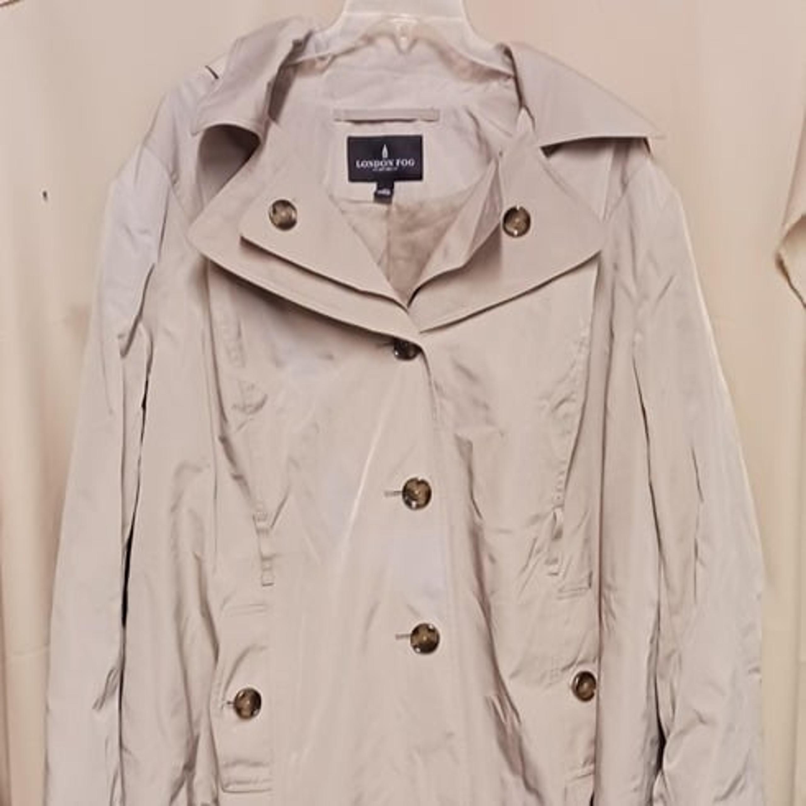 Women's London Fog Hooded Lined 3X Raincoat Rain Trench Coat Camel Khaki