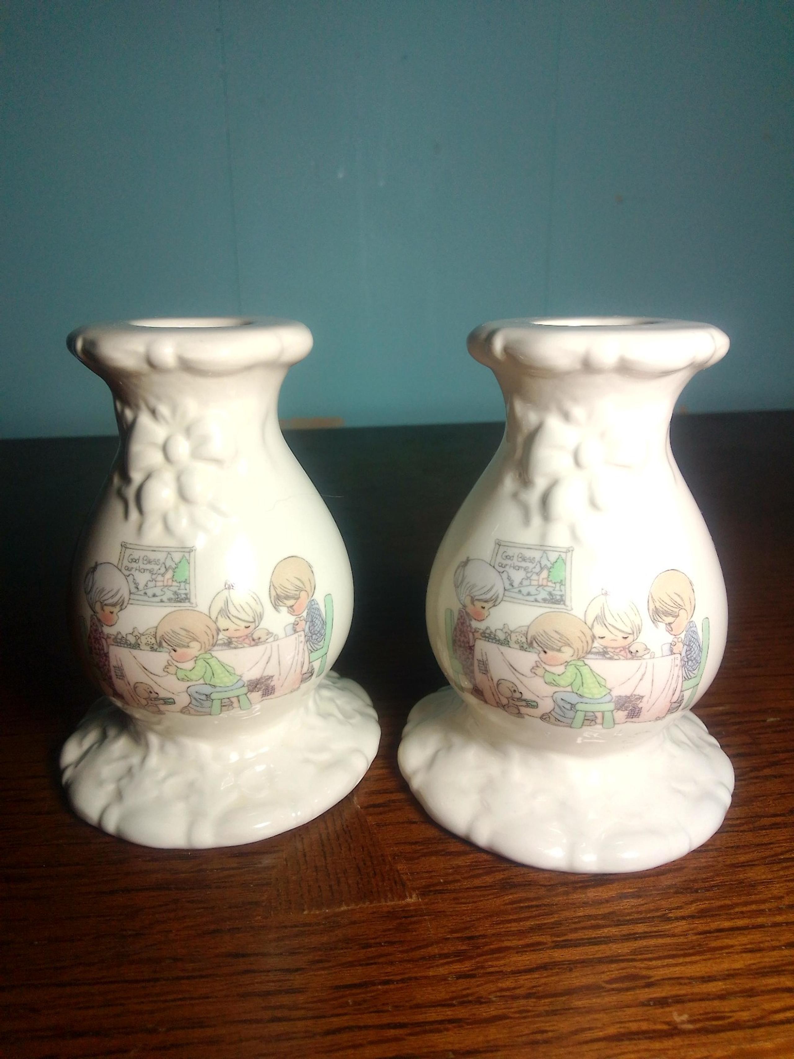 Precious Moments Candle Holders Pair