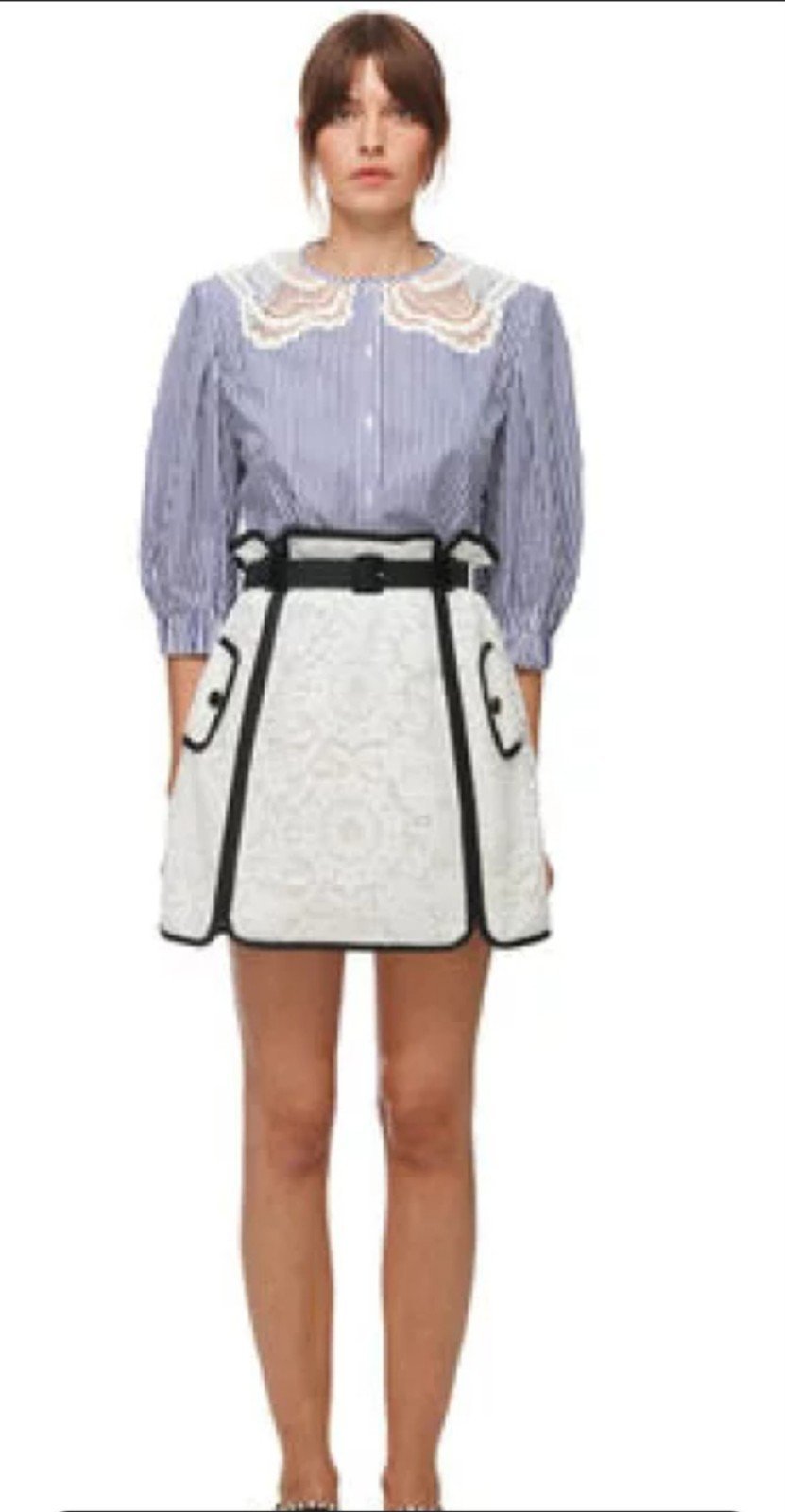 Self-Portrait Lace Contrast Trim Mini SZ8 Feminine Coquette Selina Gomez