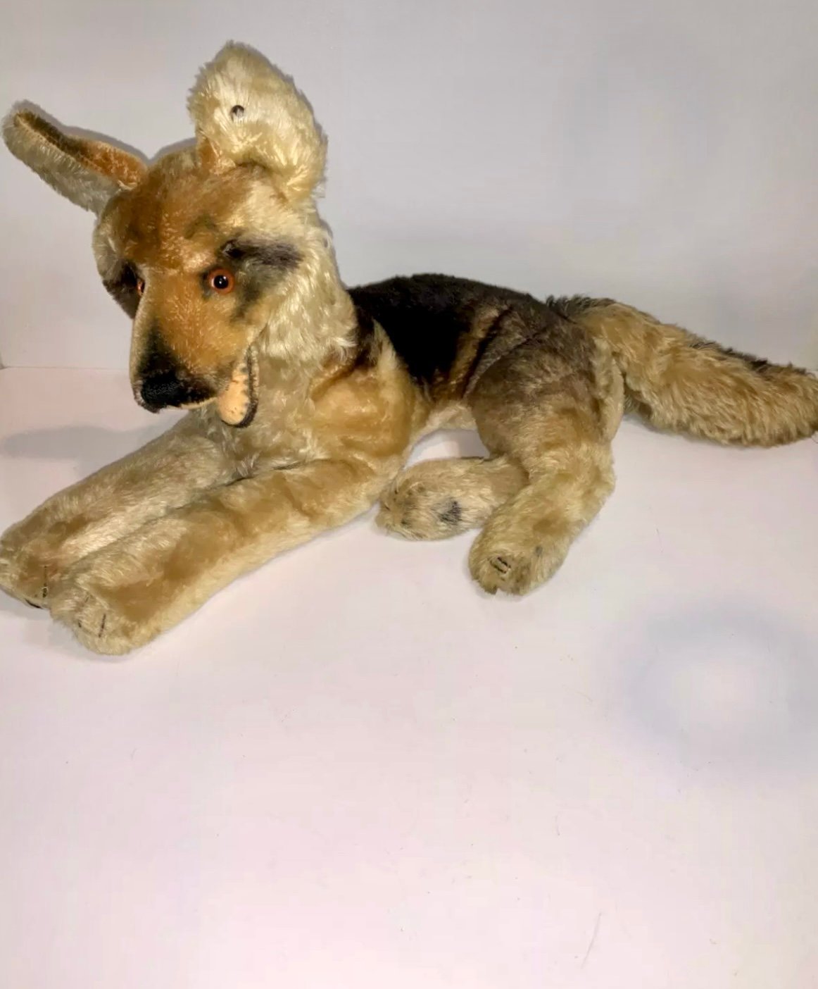 Lovely Steiff Vintage “Arco” German Shepherd Dog 1950’s With button 21”