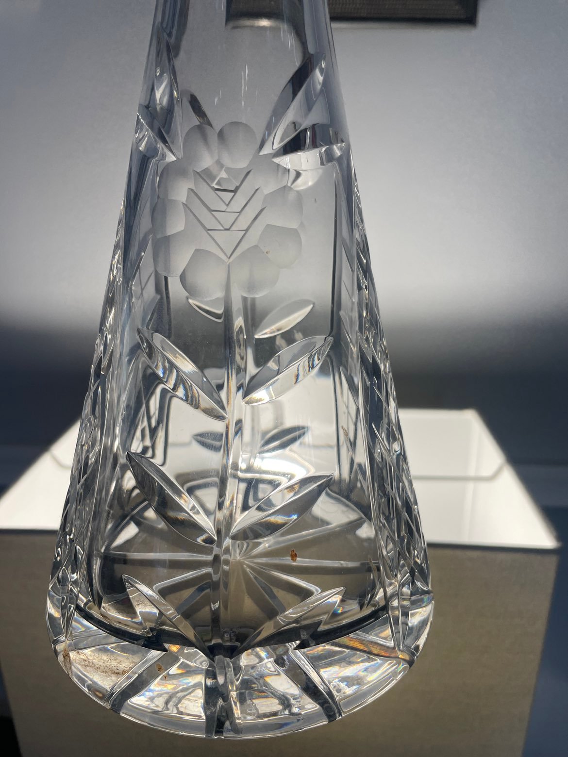 Vintage Floral Cut Crystal Decanter 16