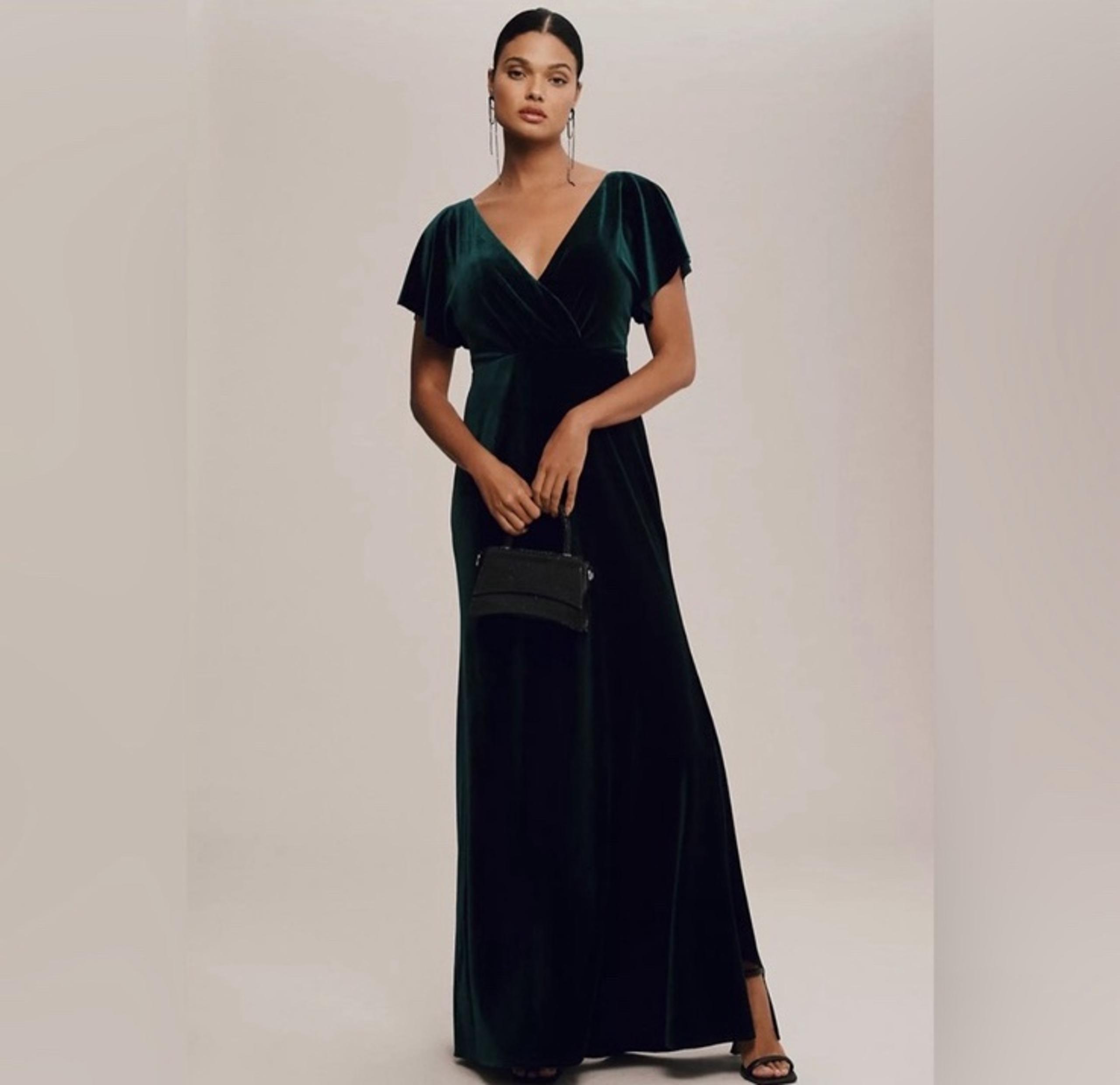 Jenny Yoo Ellis Green Velvet Dress