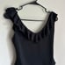 Eberjey Loreta Solid Black Ruffle Swimsuit One Piece size Small