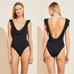 Eberjey Loreta Solid Black Ruffle Swimsuit One Piece size Small