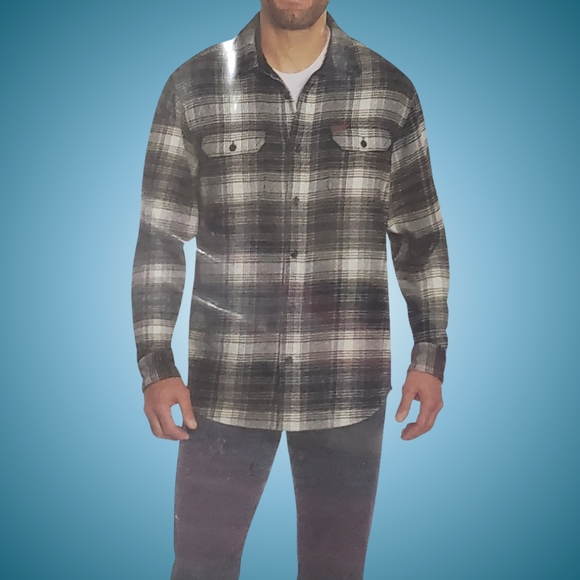 Orvis Flannel Plaid Button Down Shirt Heavyweight Men XL Gray NWT