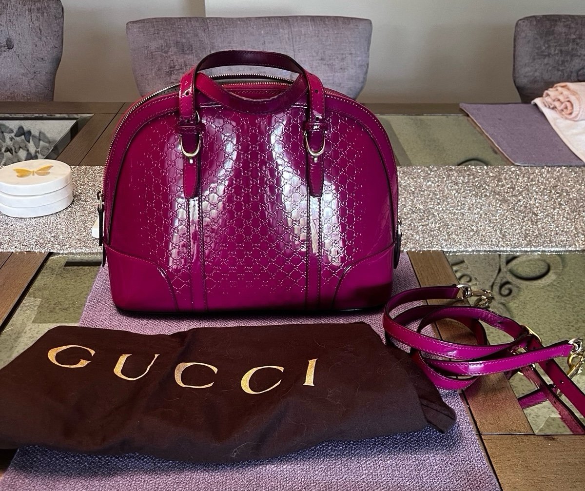 Gucci guccissima nice purse bag patent pink magenta