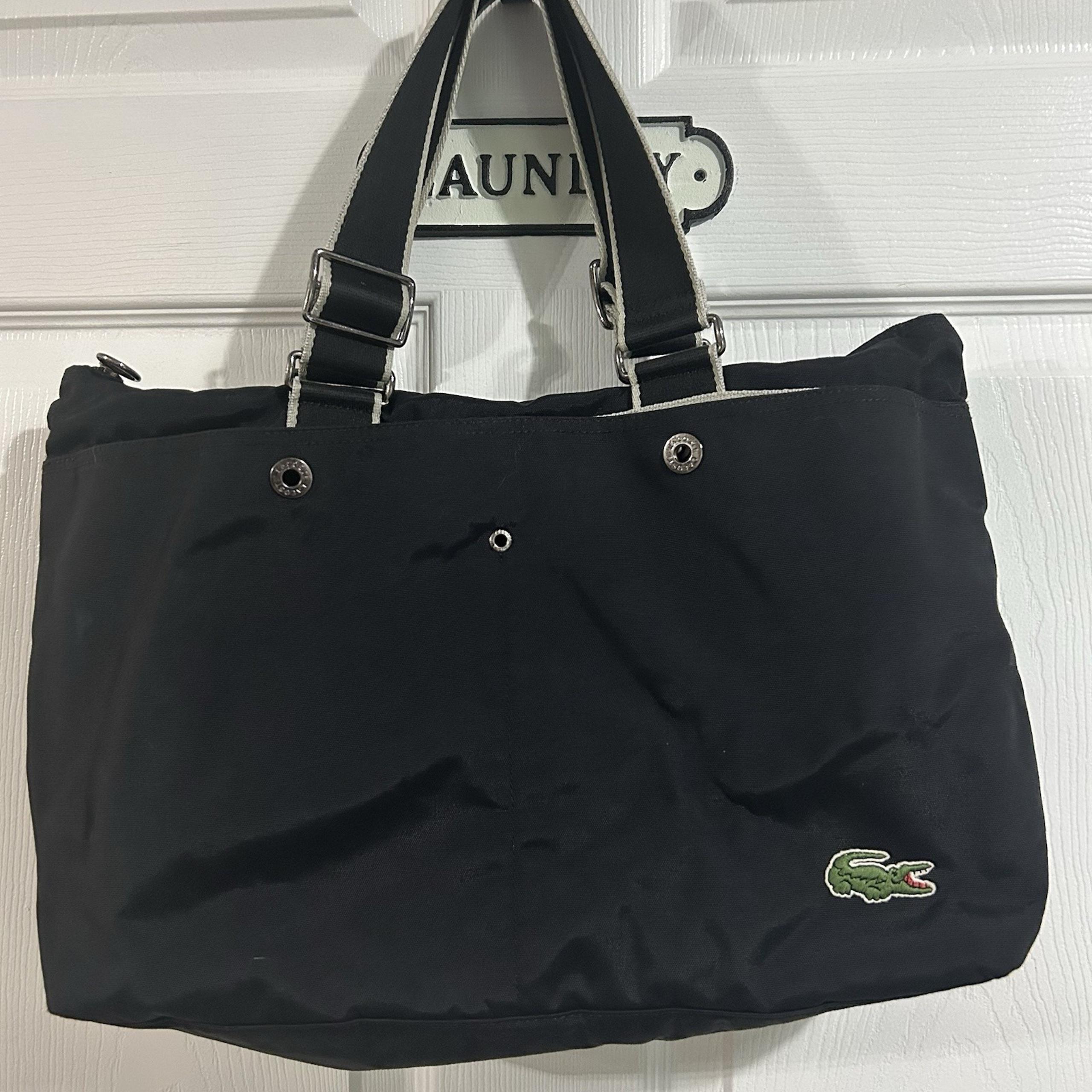 LACOSTE Women's Anthracite Stripe Tote Lightweight Bag Vintage City Casual