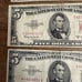 (4) 5 US Bills Currency Notes Lincoln Red Seal 1963 1953 C 1953 B Dollar