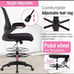 Drafting Tall Office w/ Adjustable Foot Ring and Flip-Up Arms Chair - Grey