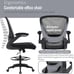 Drafting Tall Office w/ Adjustable Foot Ring and Flip-Up Arms Chair - Grey