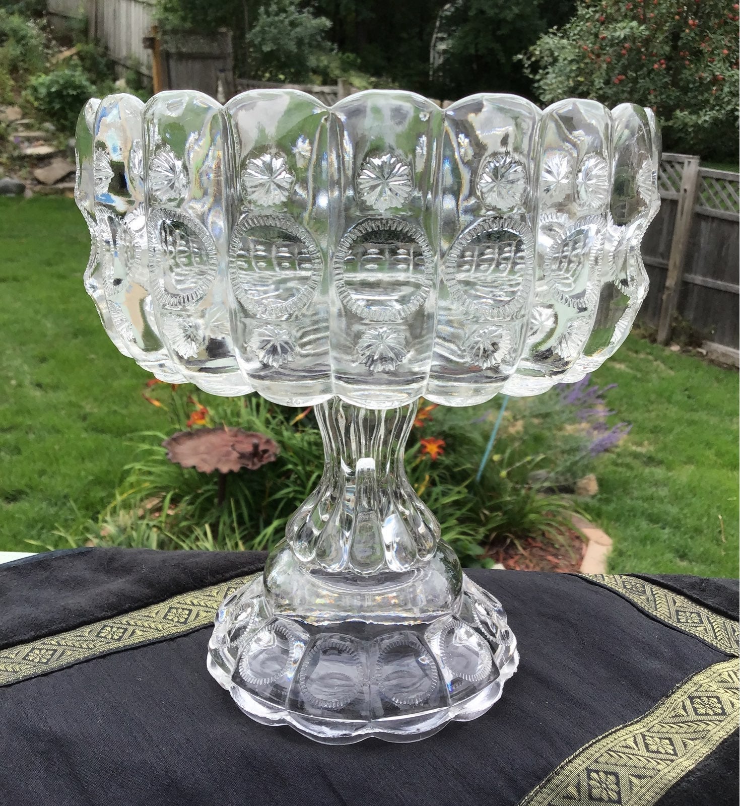 Antique EAPG Sun and Star Pattern Compote