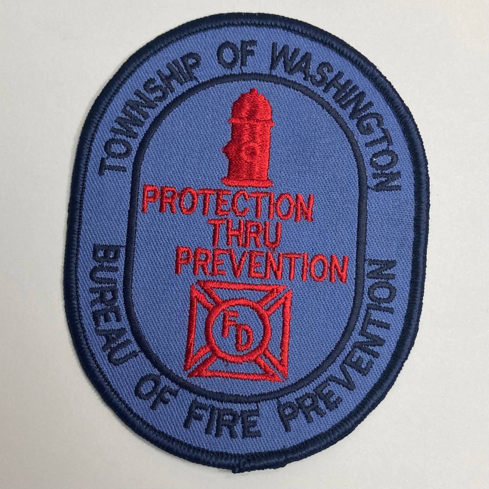 Township of Washington Bureau of Fire Prevention Patch 4.75” by 3.75”