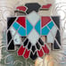 Vintage Nickel Silver Native American Turquoise Inlay Thunderbird Belt Buckle