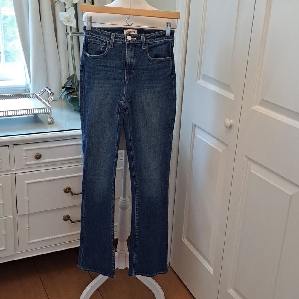 L' AGENCE Womens High Rise Flare Medium Wash Stretch Jeans Size 25