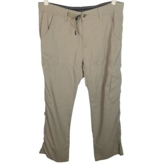 Prana Mens LargeX30L Khaki Hiking Pants Casual Straight Leg Pockets Adjustable