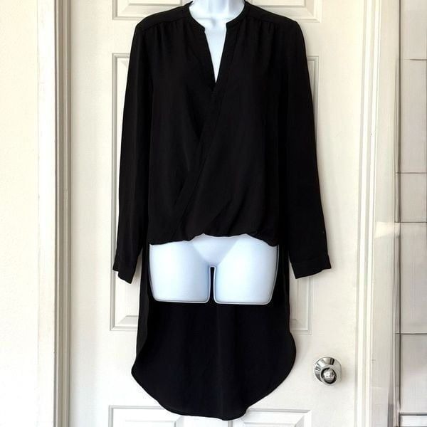 Philosophy Long sleeved Surplice Neck Tunic High-Low Blouse