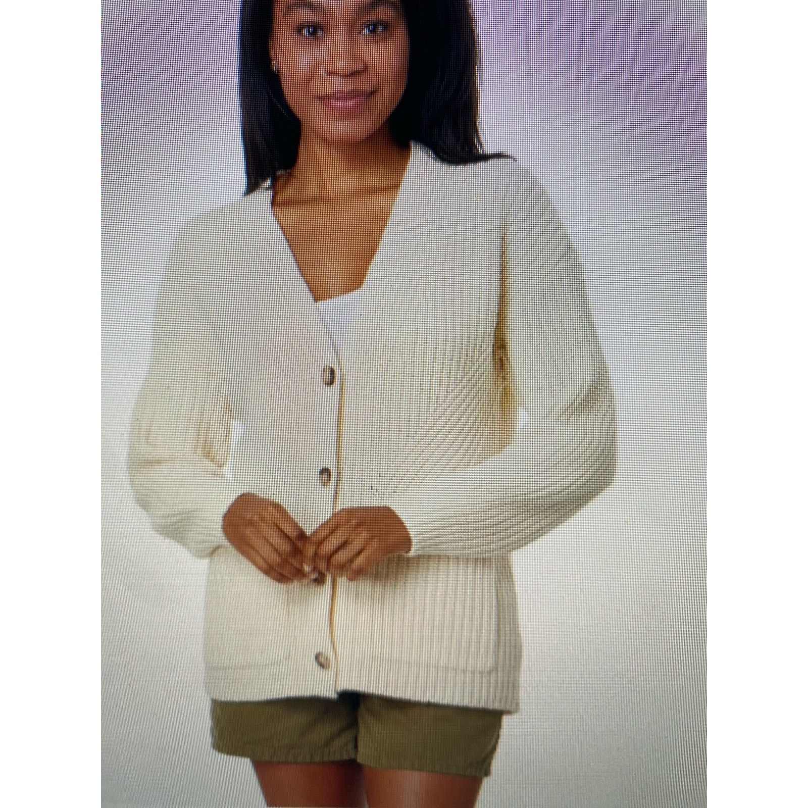 NWOT Madewell Ambrose, V-neck, textural stitch cardigan, large