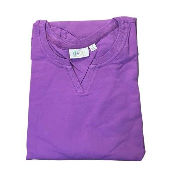 Denim & Co Womens 2X Active Reg French Terry Tunic Seaming Detail Purple NWOT