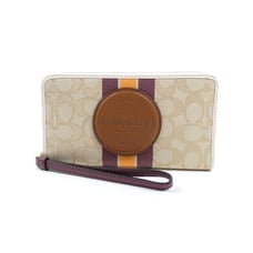 Coach Light Khaki Wine Multi Dempsey Large Phone Wallet NWT C4110