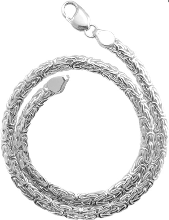Pretty Sterling Silver 6MM Byzanite Chain Necklace, 20 Inches