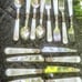 Pearlescent swirly white plastic handled elegant flatware 12 pcs