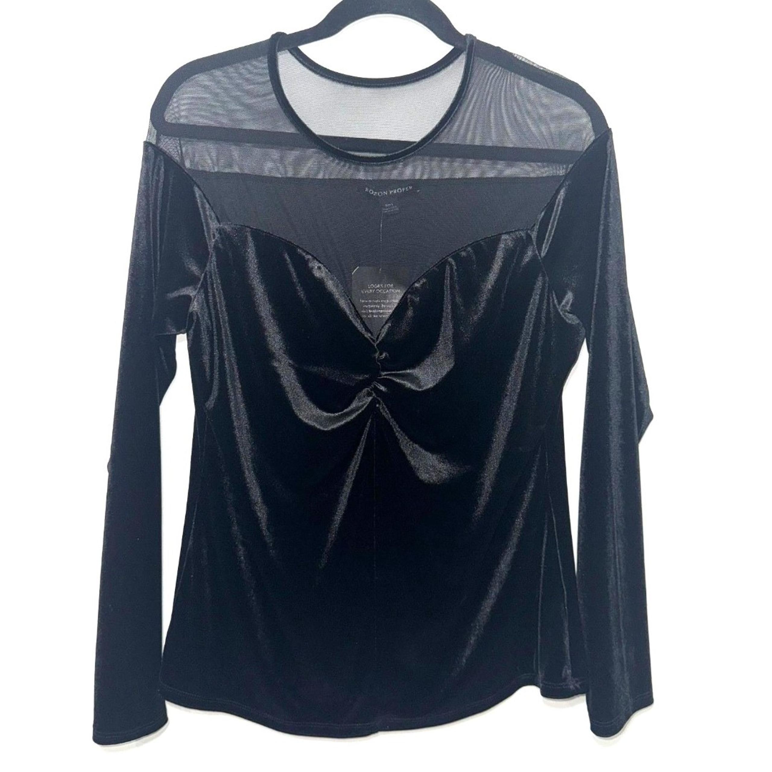 Boston Proper Sweetheart Velvet Illusion Top - Black L