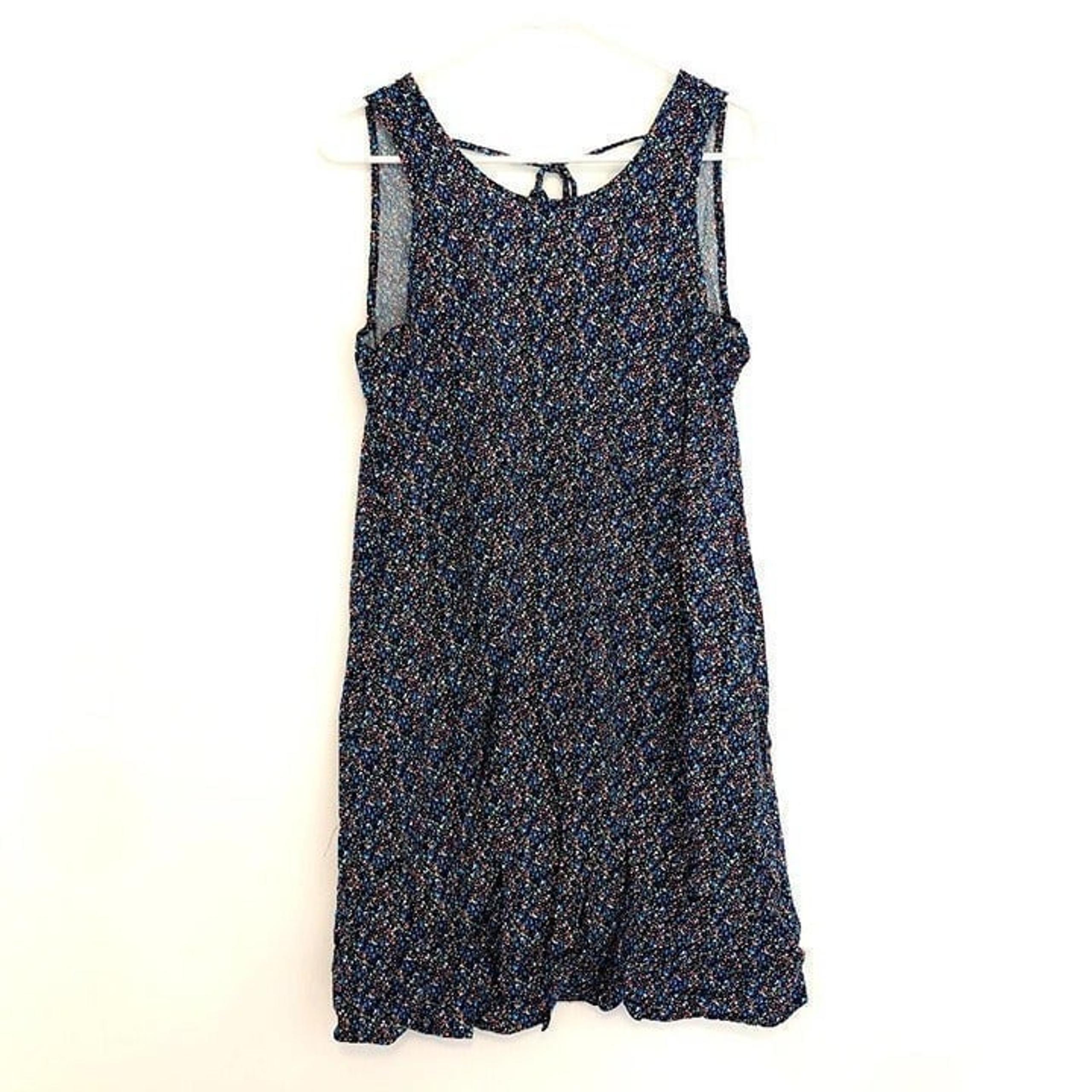 GAP Sleeveless Tie Back Swing Tank Dress Black Rainbow Blue Red Rayon Mini XS