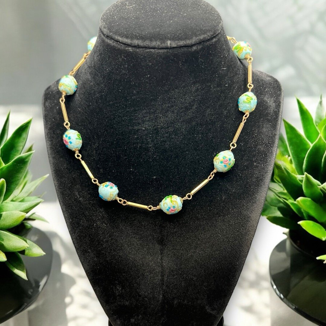 Vintage Venetian 'Wedding Cake' Murano Glass Bead Necklace