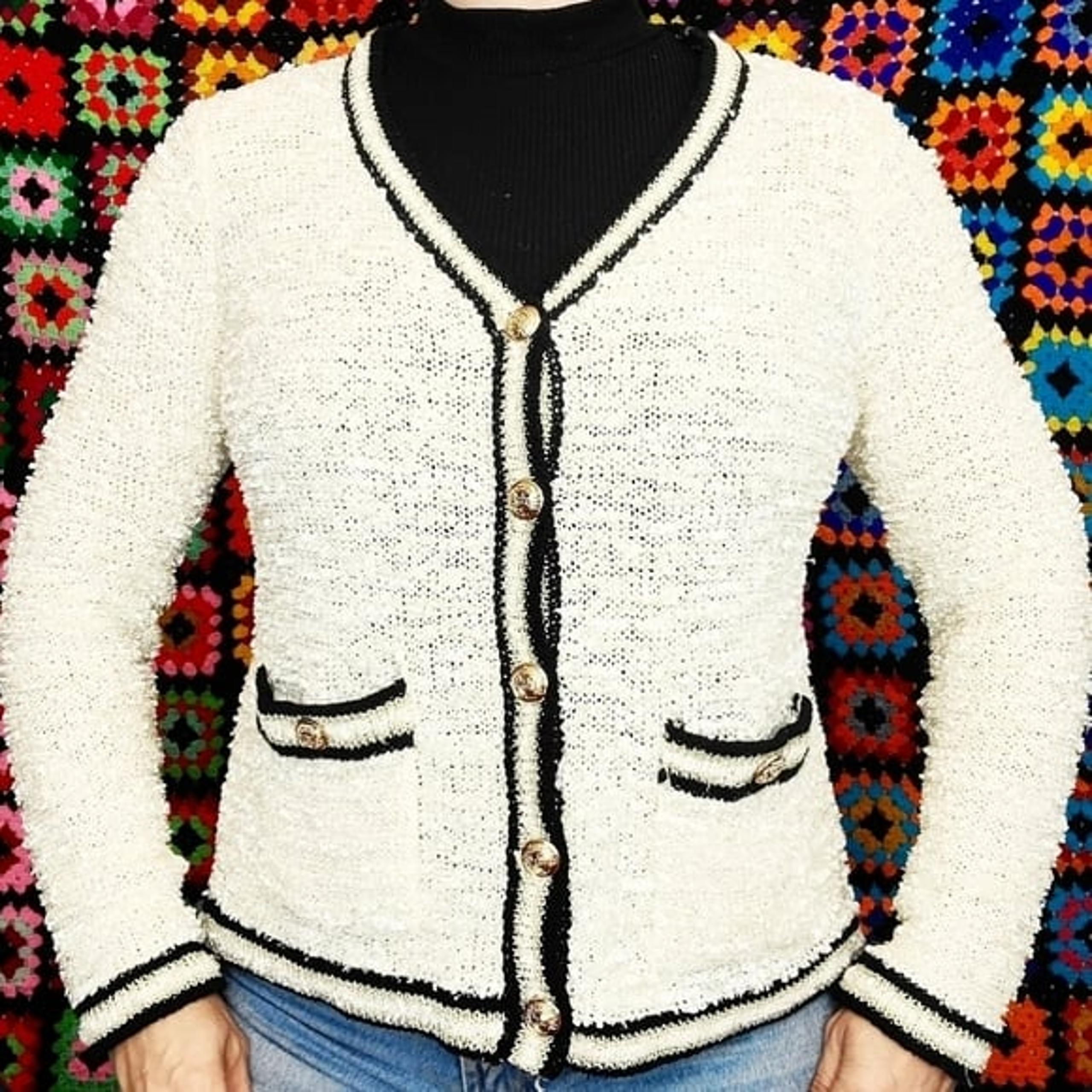 Classic Chanel-style nubby cardigan