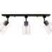 Griffith 25 in. 3-Light Faux Wood and Matte Black Track Lighting with Clear Glas