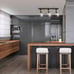 Griffith 25 in. 3-Light Faux Wood and Matte Black Track Lighting with Clear Glas