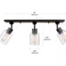 Griffith 25 in. 3-Light Faux Wood and Matte Black Track Lighting with Clear Glas