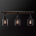 Griffith 25 in. 3-Light Faux Wood and Matte Black Track Lighting with Clear Glas