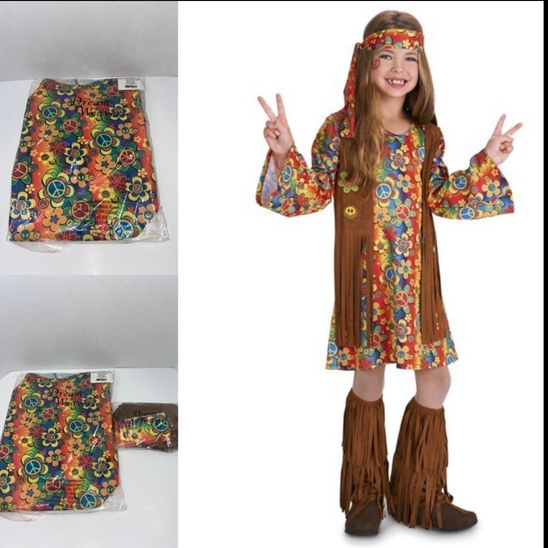 Peace and Love Hippie Costume size 16/18 For Girl New