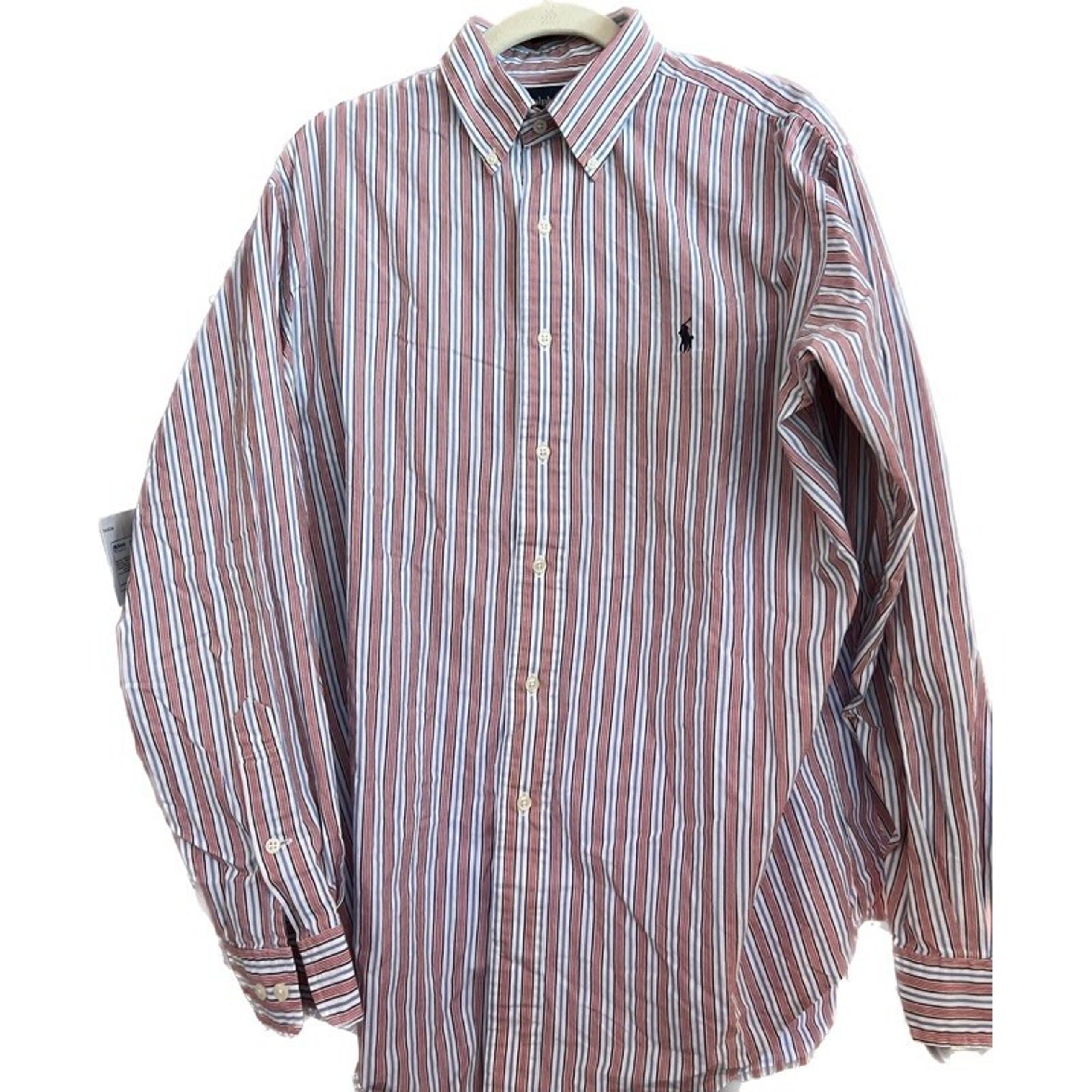 Ralph Lauren Yarmouth Stripe Button Up Shirt Size 16 34/35 Long Sleeve Pony Logo