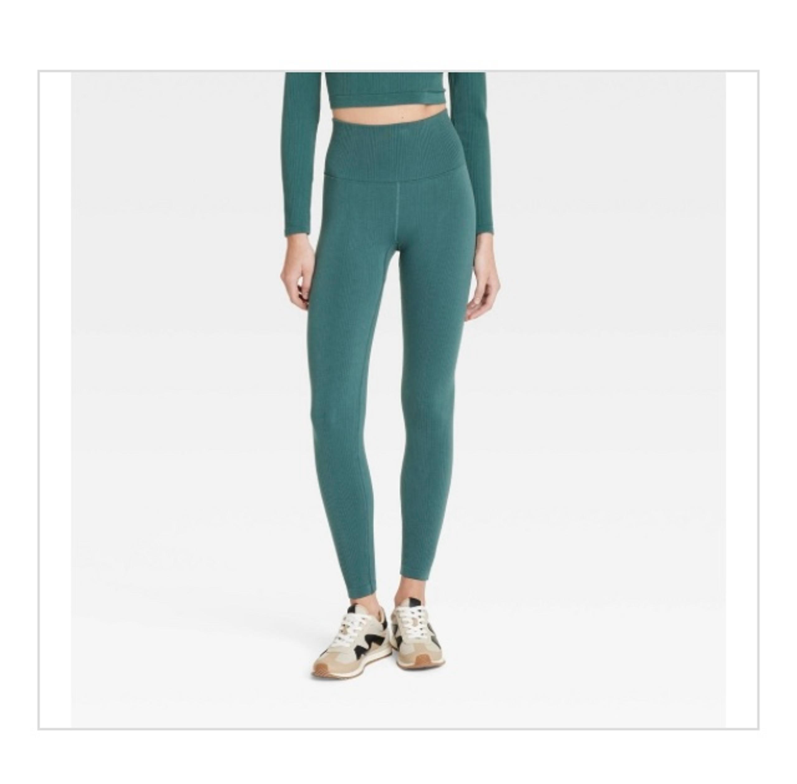 All in Motion Women's Seamless High-Rise Ribbed Leggings Green Size XS New