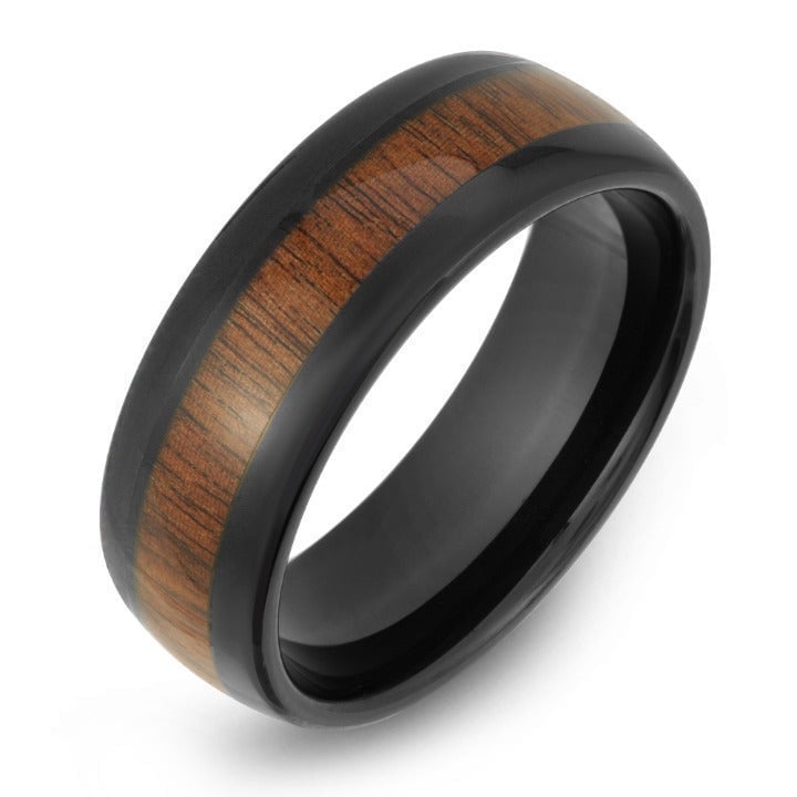 The Duke Black Koa Wood Tungsten Men's Wedding Band Ring 8mm (SIZES 6-15)