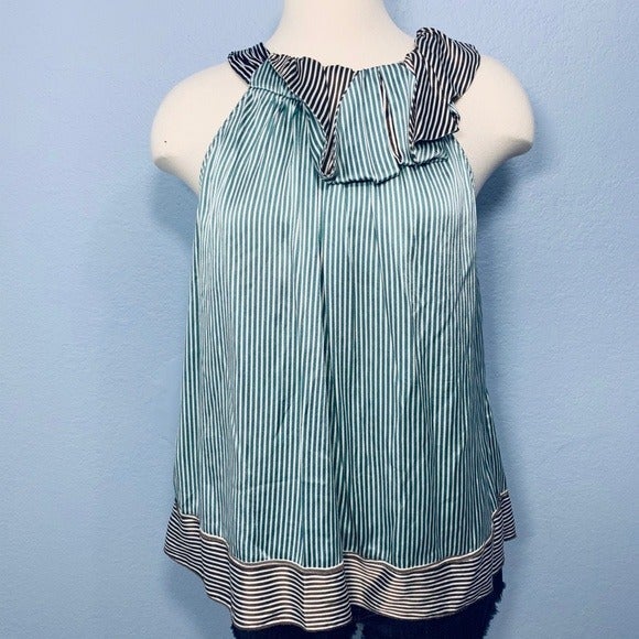 BCBGMaxazria Striped Halter Silk Top S