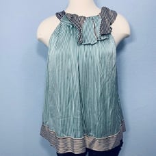 BCBGMaxazria Striped Halter Silk Top S
