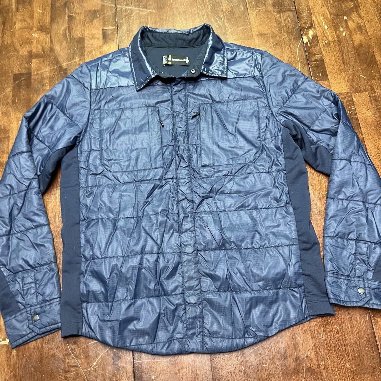 Smartwool Smartloft Snap Shirt Jacket Merino Wool Navy Snaps Men's Size Medium